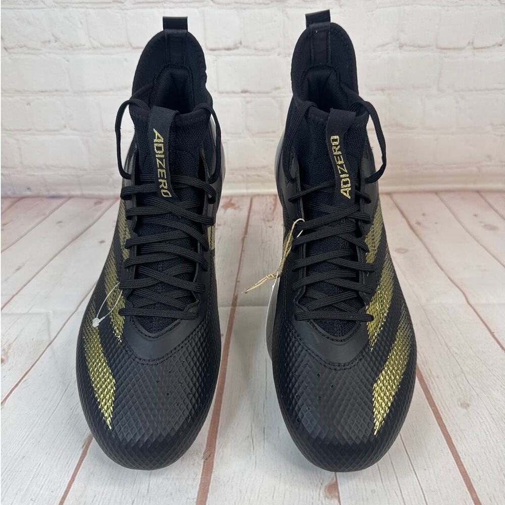 Adidas Adizero Impact Black Gold Football Cleats Mens Size 11 (IF2486) - Picture 6 of 10